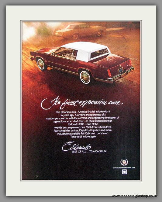 Cadillac Eldorado '83. 1983 Original American Advert (ref AD52166)