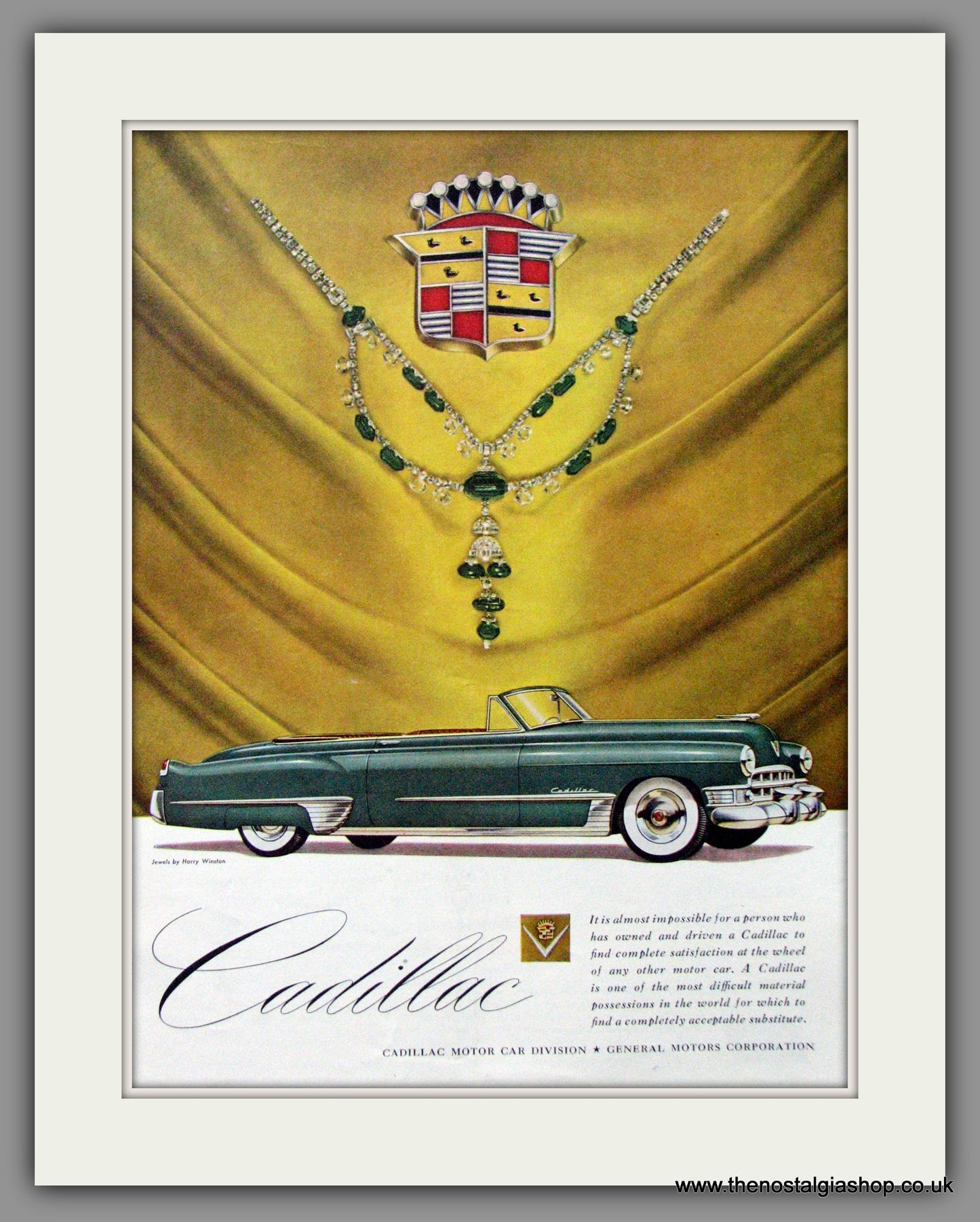 Cadillac 1949 with Jewels by Harry Winston. Original American Advert (ref AD52199)