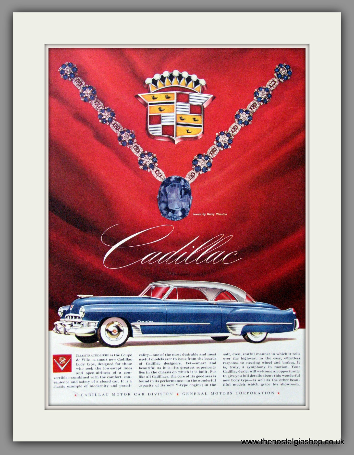 Cadillac 1949 with Jewels by Harry Winston. Original American Advert (ref AD52200)