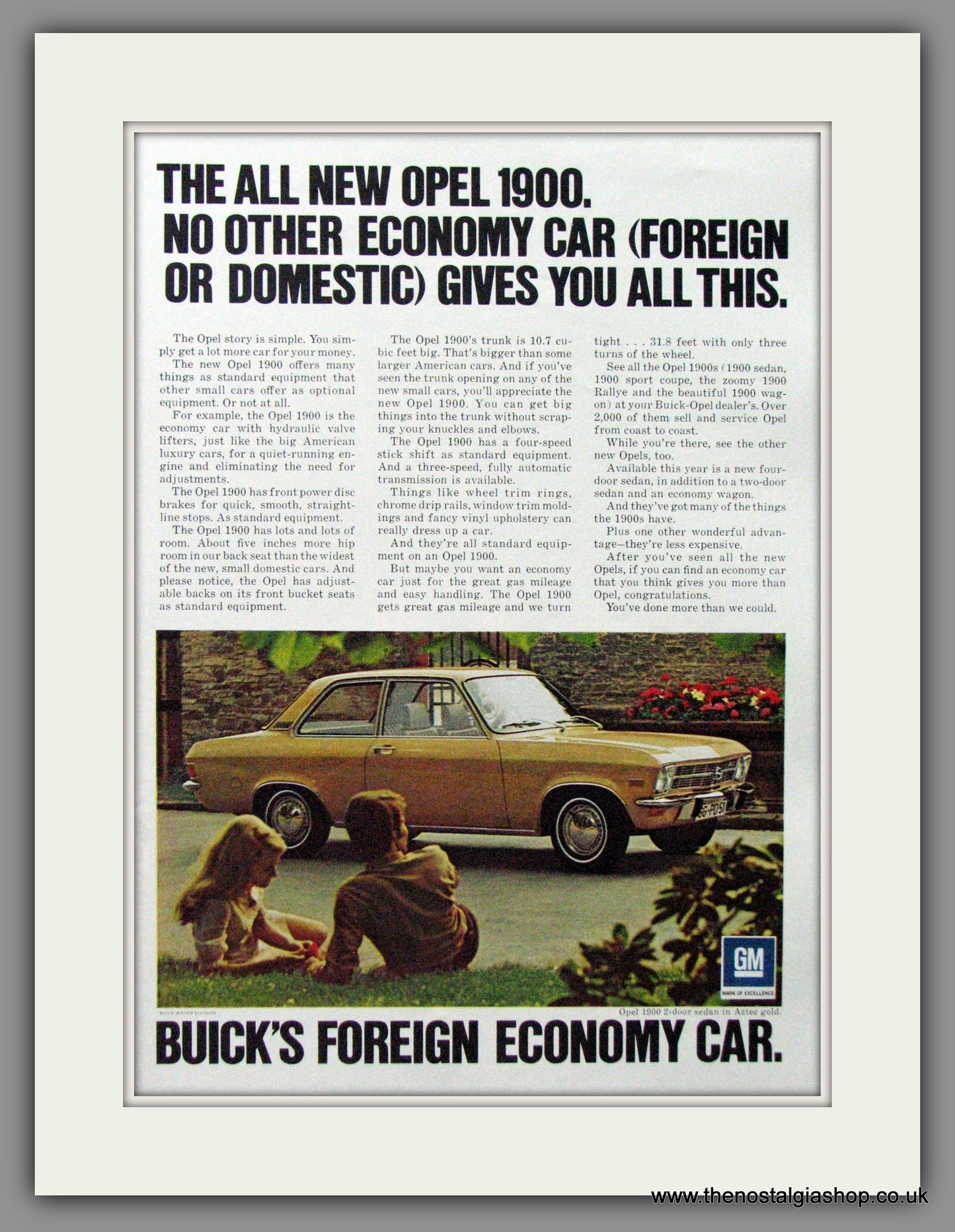 Buick's Opel 1900 '70. Original American Advert 1970 (ref AD54142)