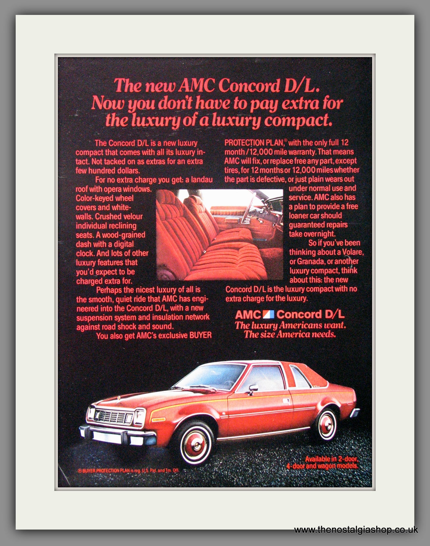 AMC Concorde D/L. Original American Advert 1977 (ref AD54139)