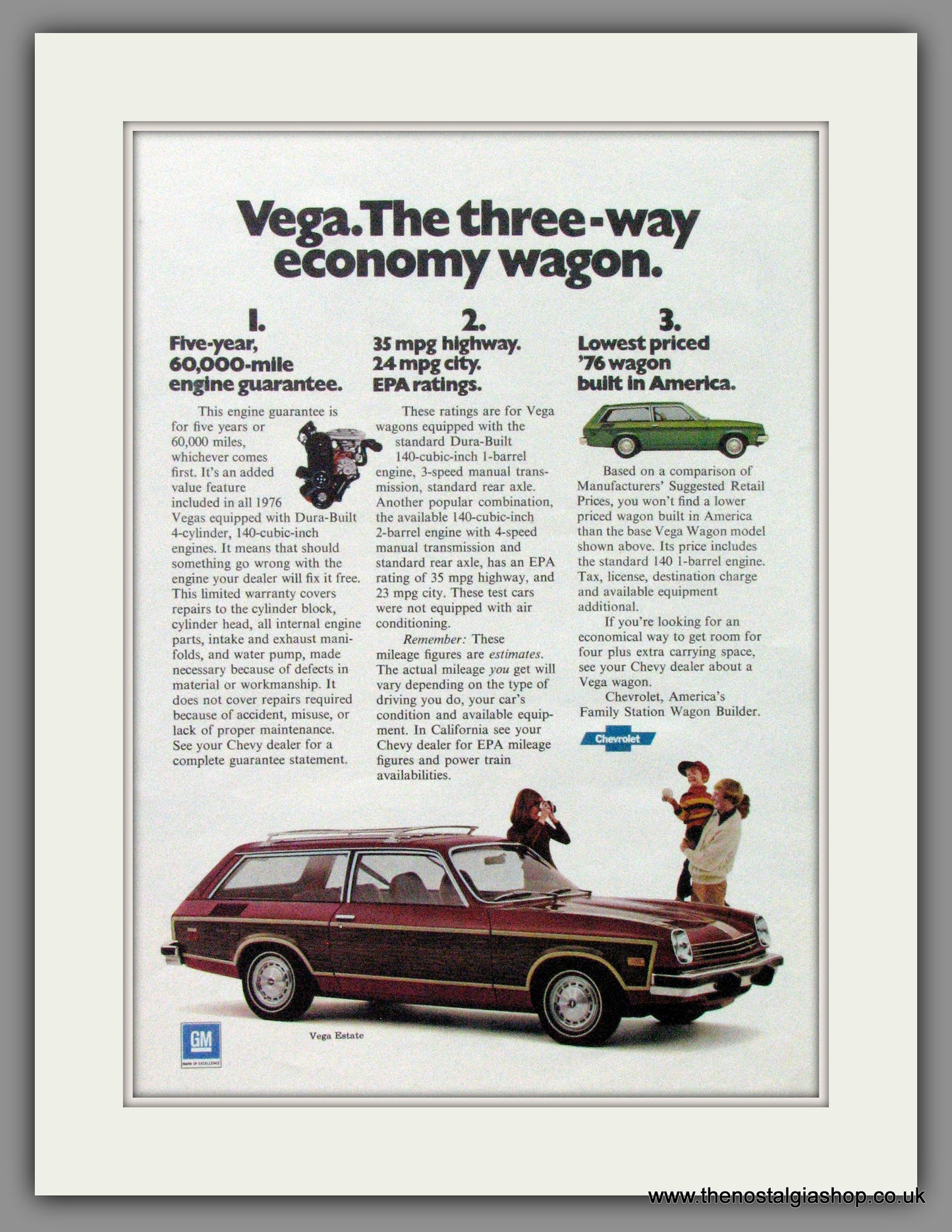 Chevrolet Vega Estate. Original American Advert 1976 (ref AD54140)