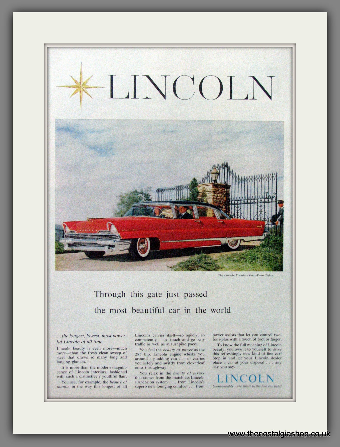 Lincoln Premier Sedan. 1954 Original American Advert (ref AD52252)