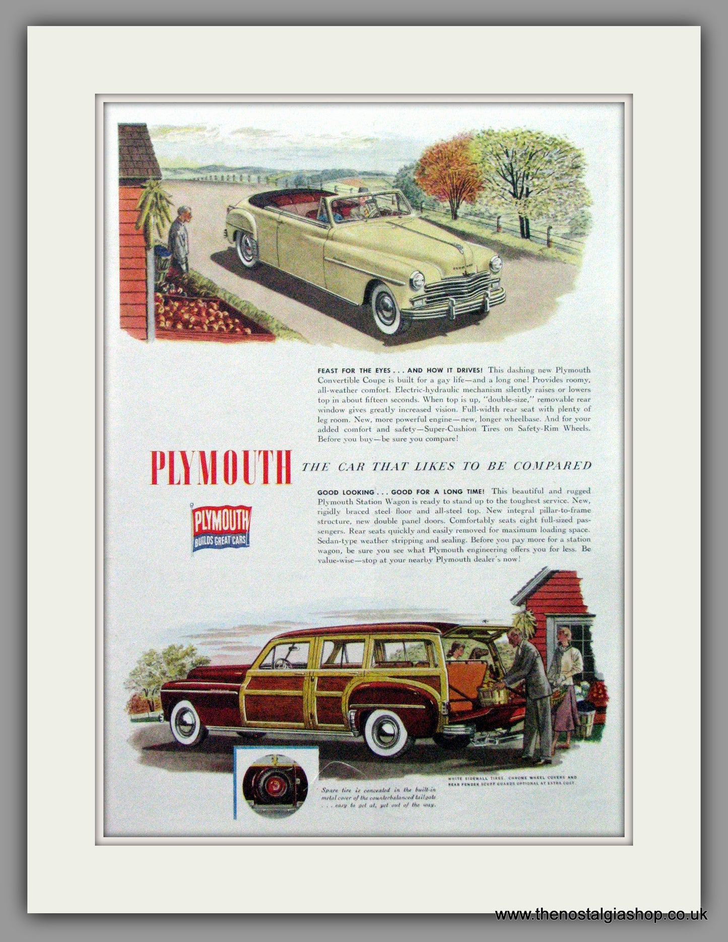 Plymouth Station Wagon & Convertible. 1949 Original American Advert (ref AD52310)
