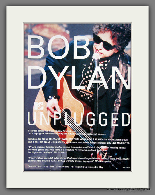 Bob Dylan. Unplugged. Original Music Advert 1995 (ref AD56455)