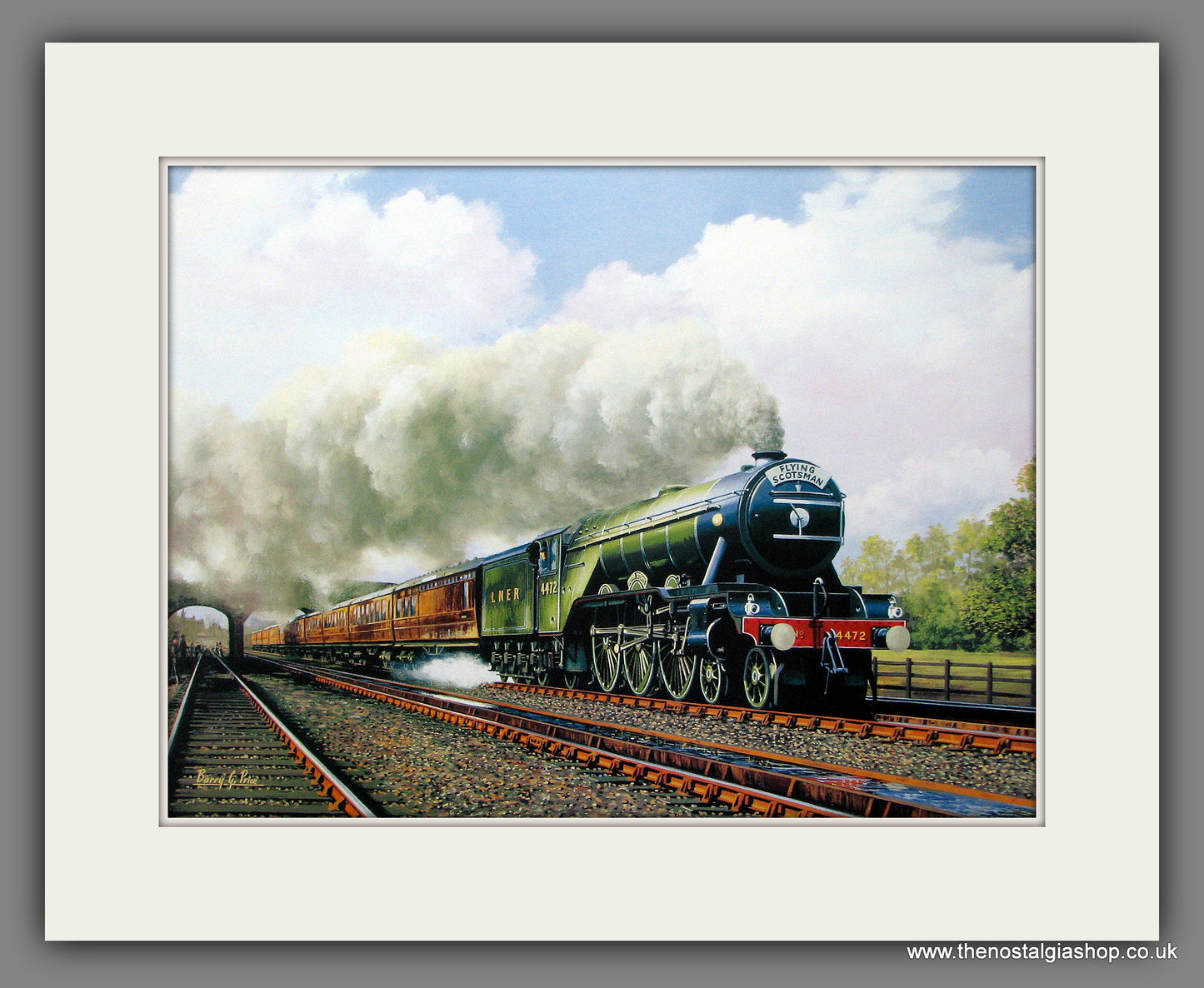 Flying Scotsman No. 4472. Mounted Railway Print (ref N23)