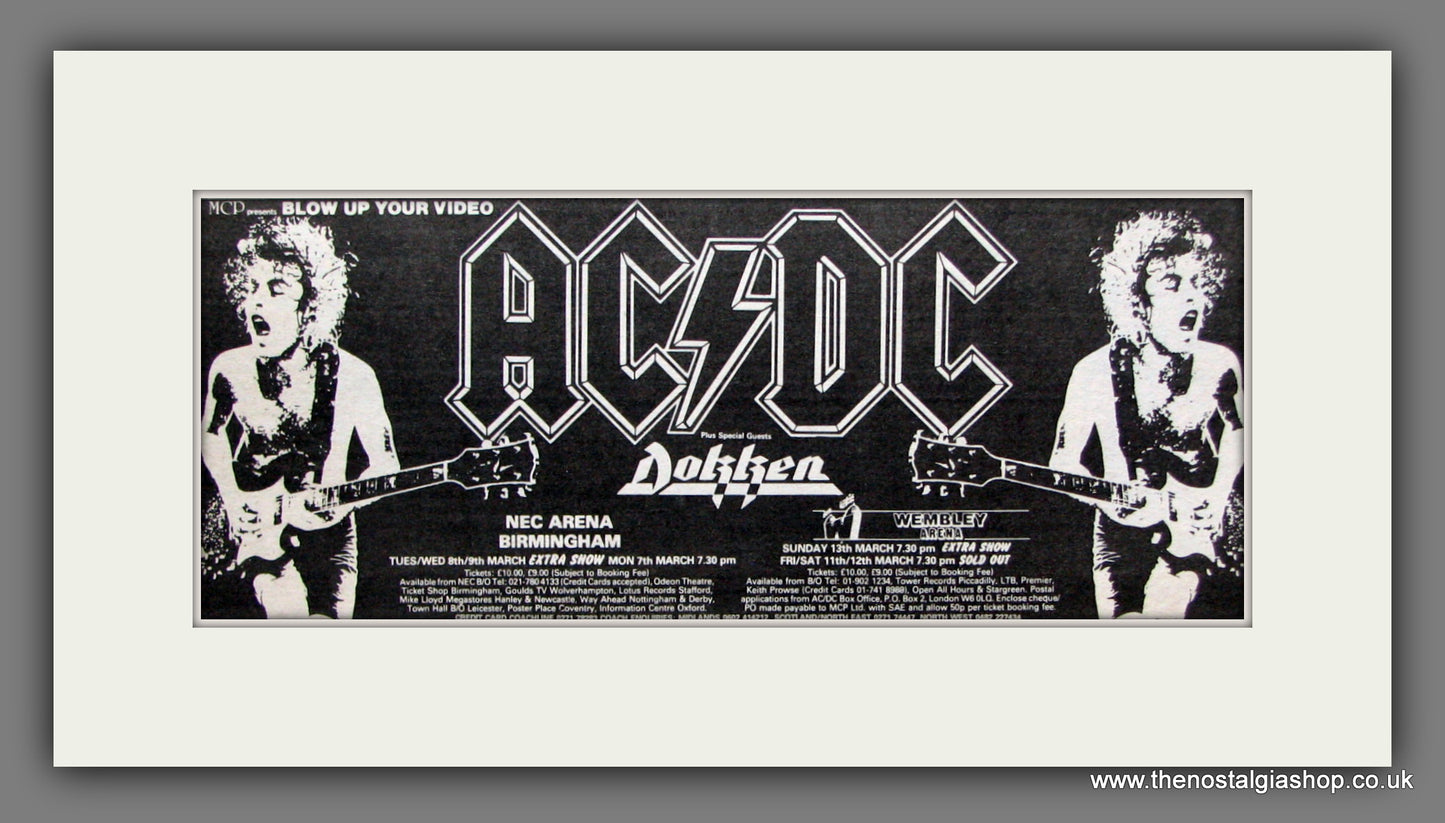 AC DC with Dokken. UK Shows. Original Advert 1988 (ref AD400086)