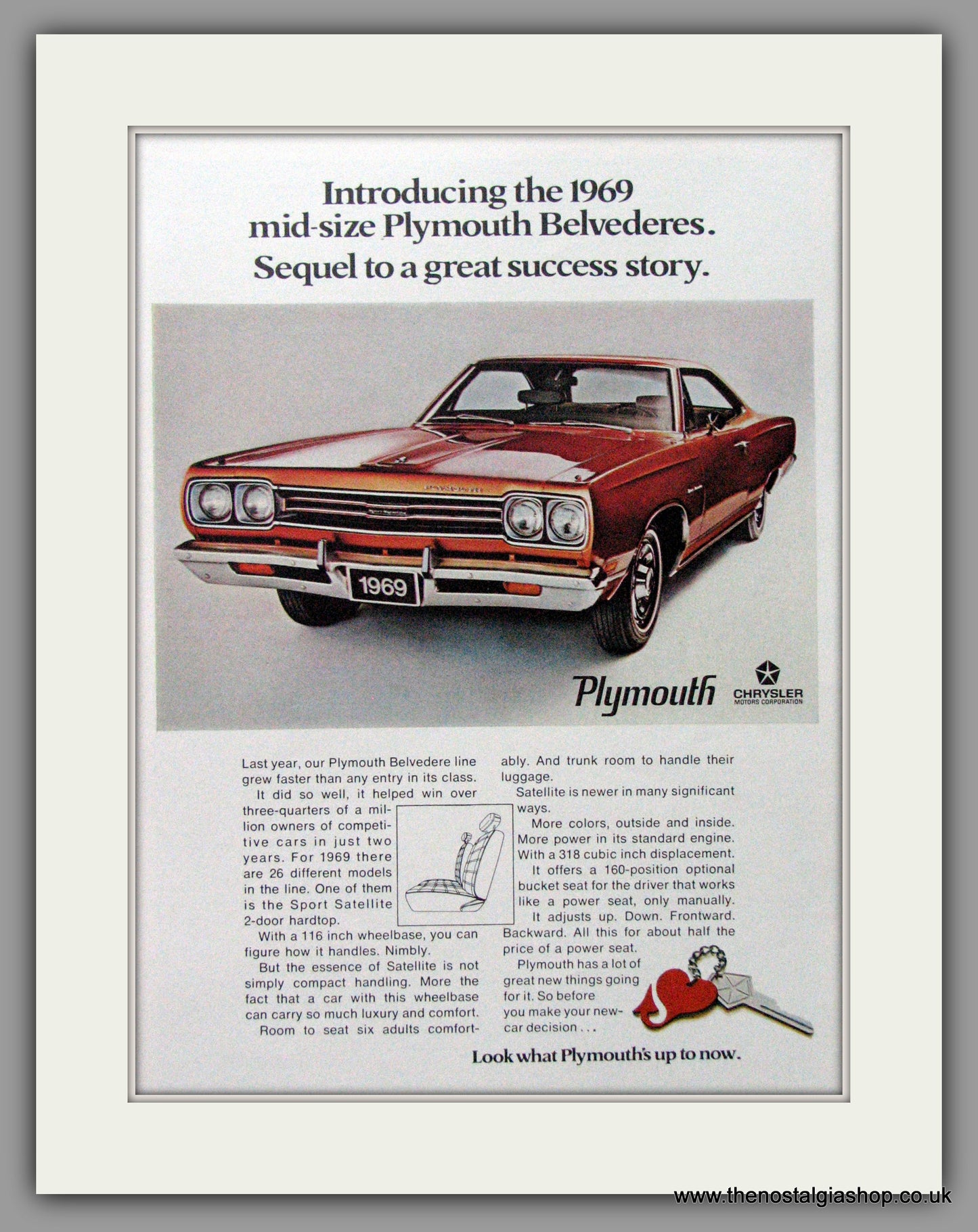 Plymouth Belvederes '69. Original American Advert 1968 (ref AD52444)