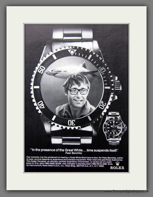 Rolex Submariner. Peter Benchley, Jaws. Original Advert 1976 (ref AD56468)