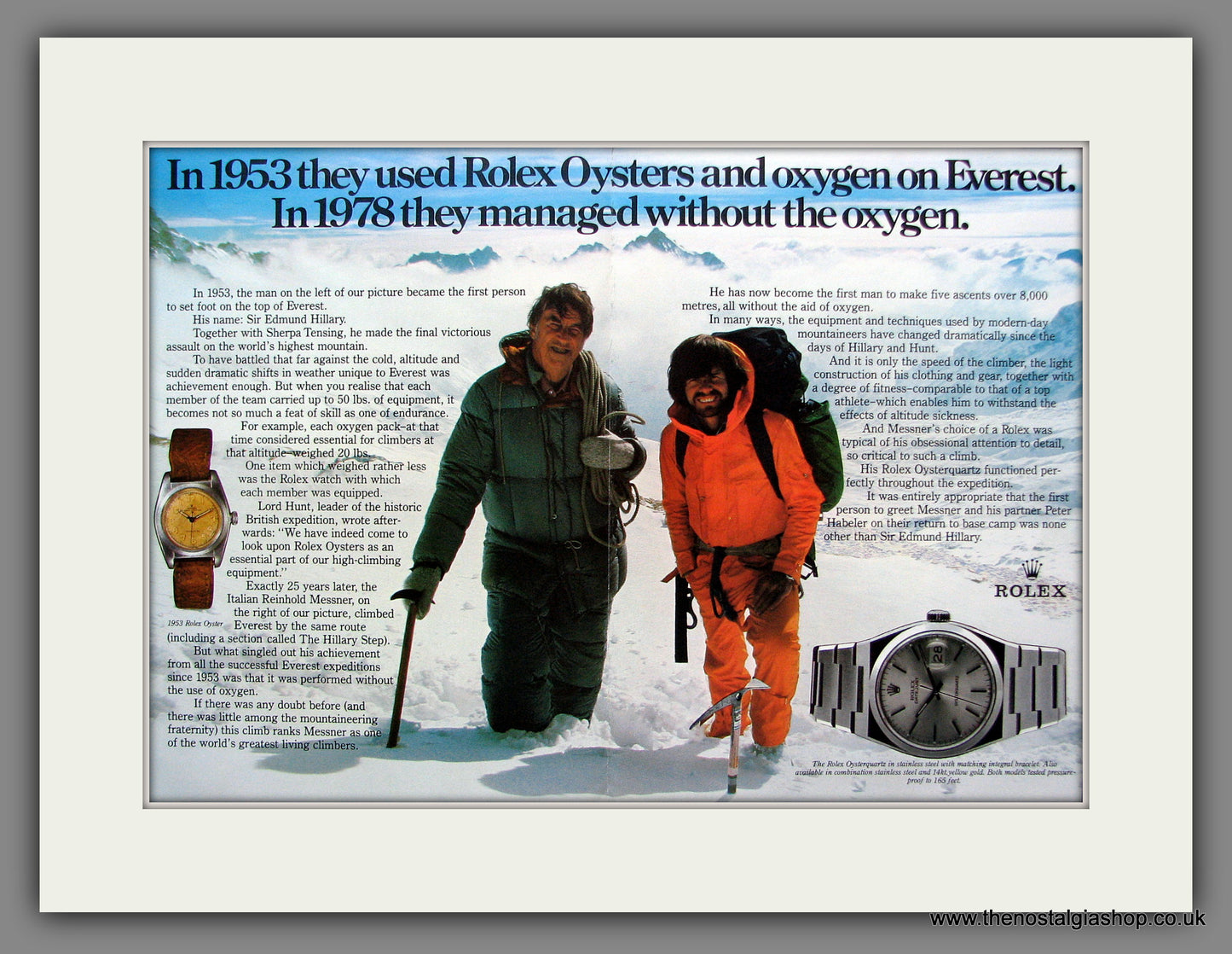 Rolex Oyster Watches on Everest. Original Advert 1979 (ref AD56470)