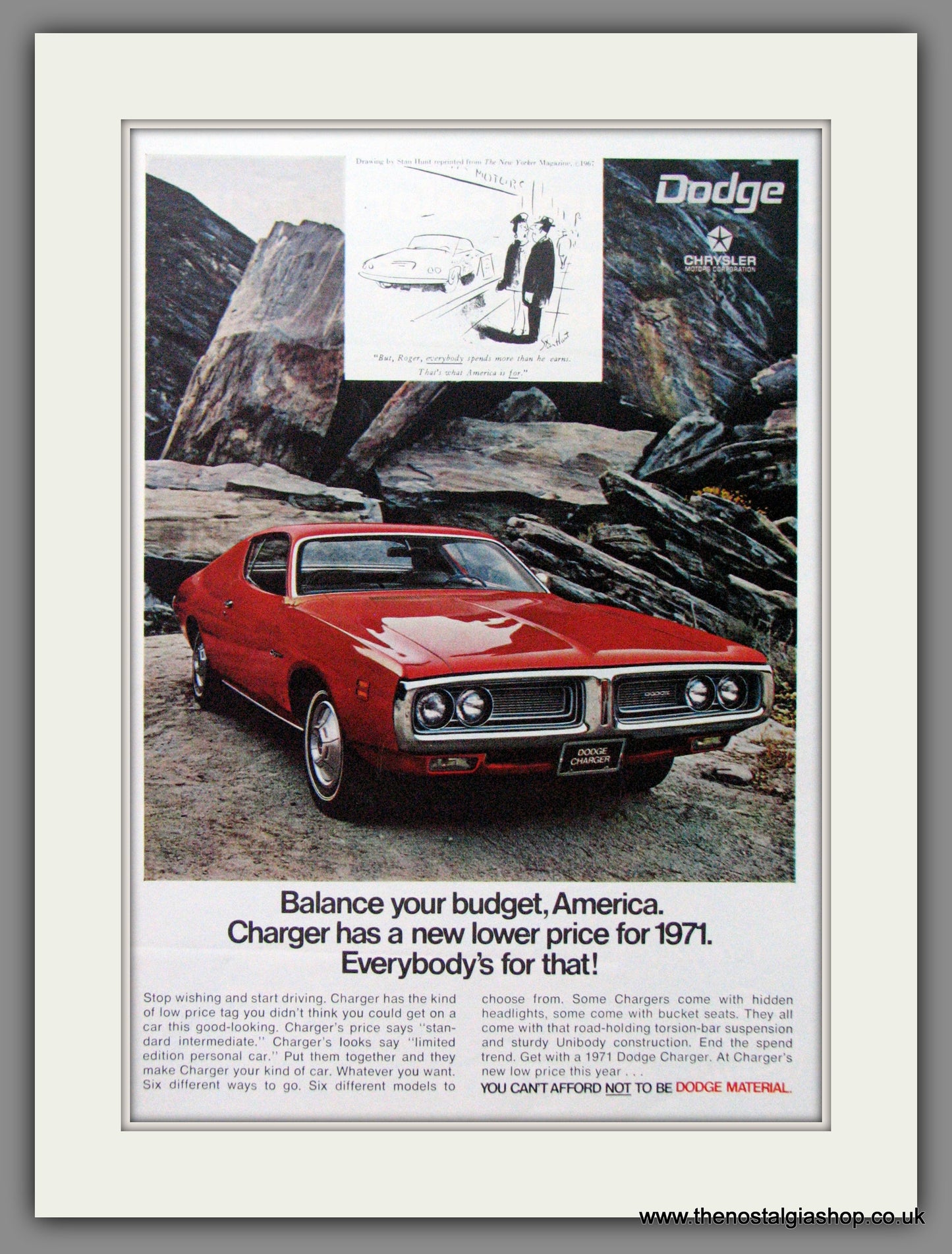 Dodge Charger '70. Original American Advert 1970 (ref AD52641)