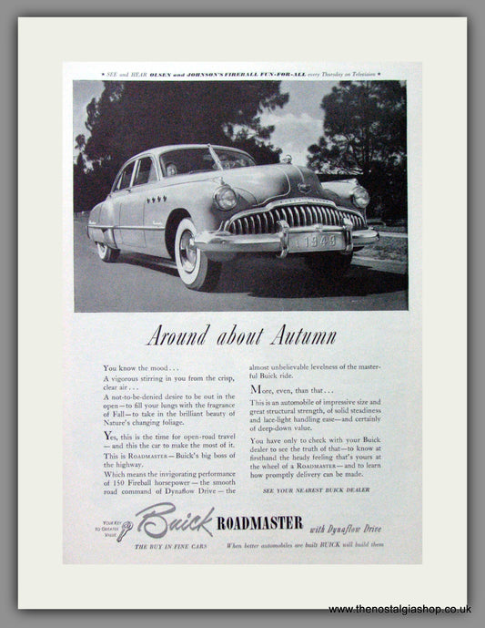 Buick Roadmaster '49. Original American Advert 1949 (ref AD52720)