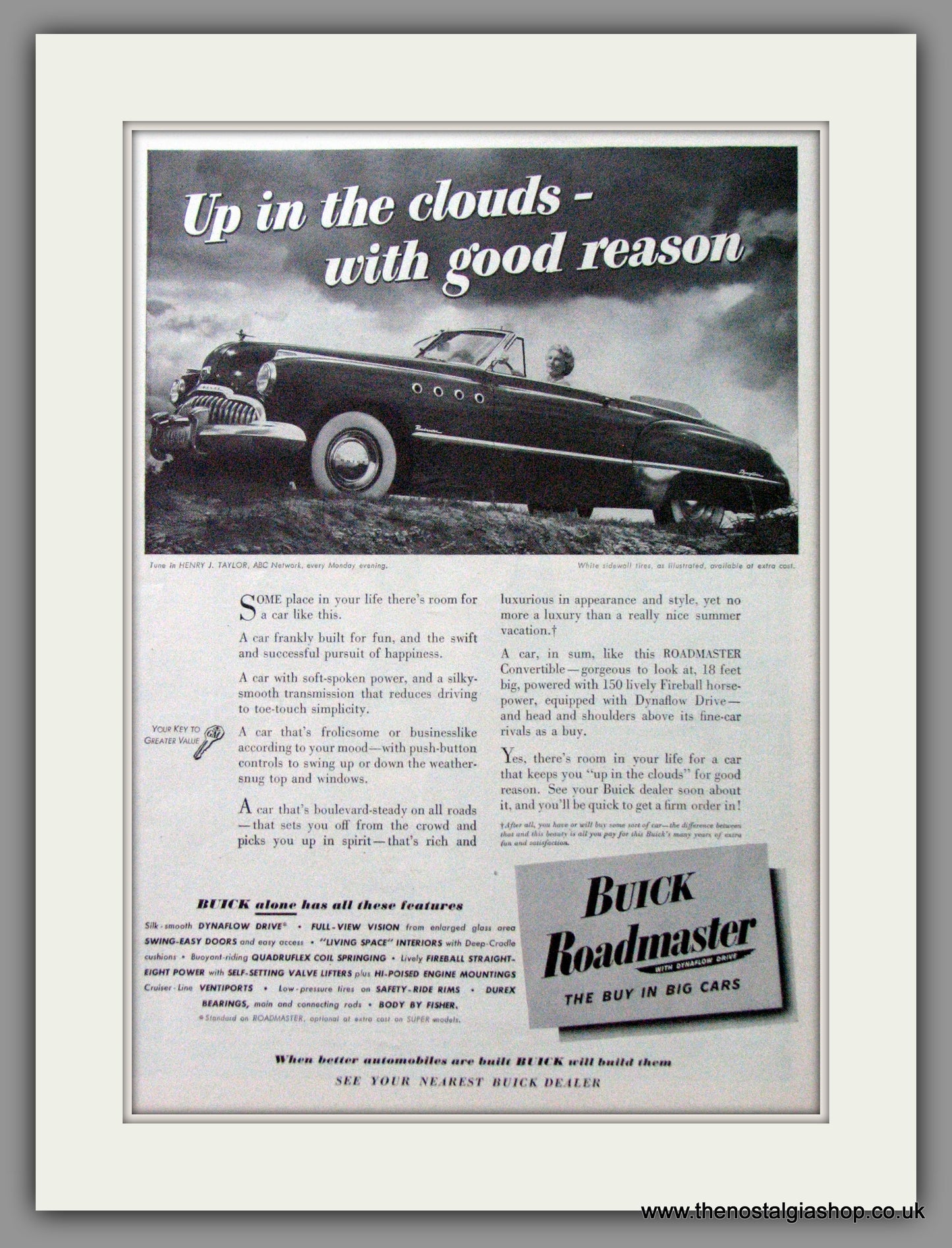 Buick Roadmaster '49. Original American Advert 1949 (ref AD52723)