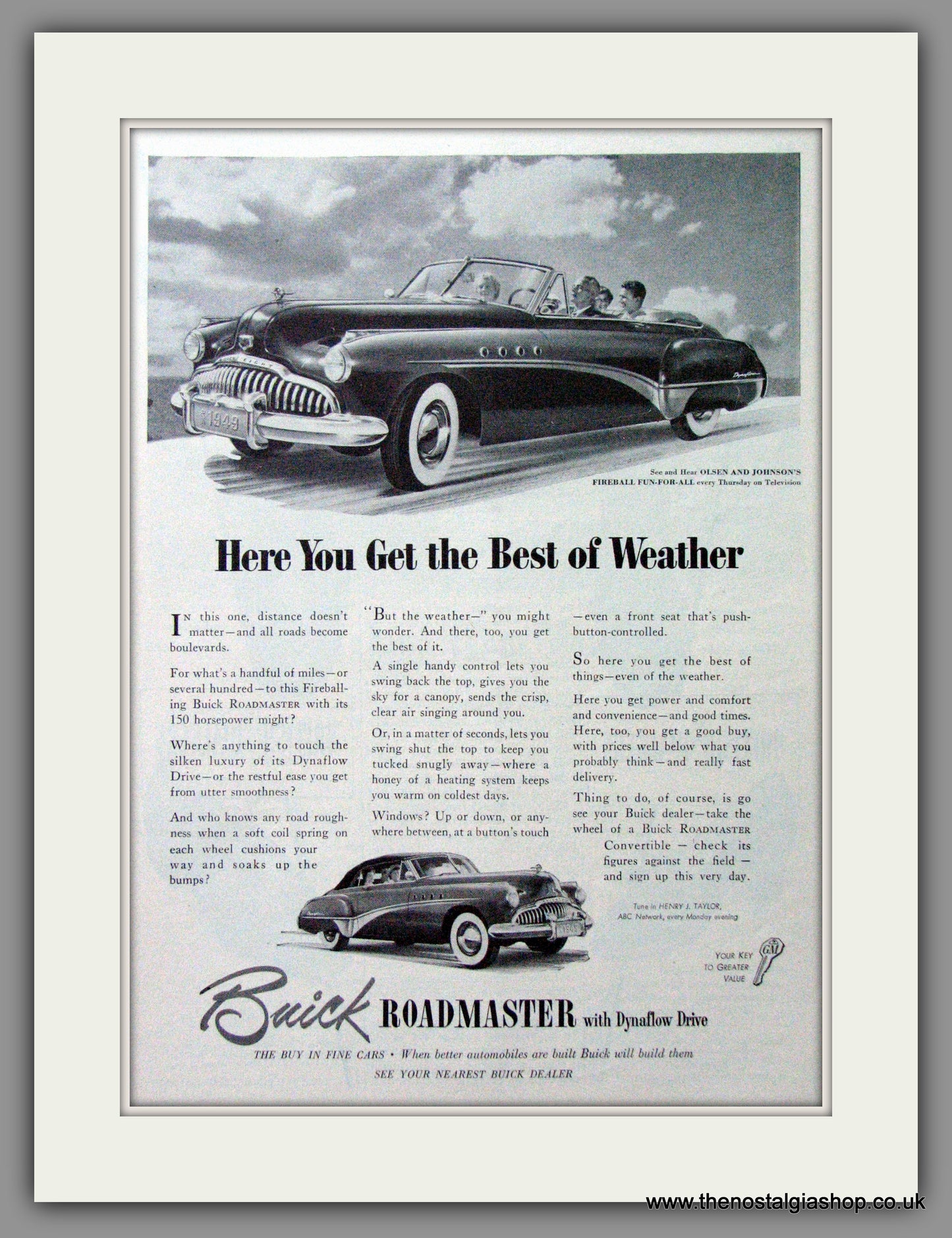 Buick Roadmaster '49. Original American Advert 1949 (ref AD52730)