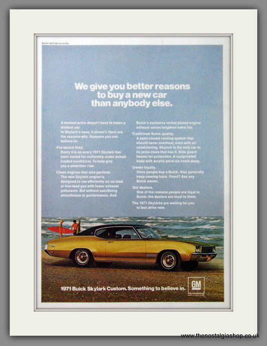 Buick Skylark Custom '71. Original American Advert 1971 (ref AD52738)
