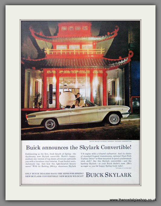 Buick Skylark Convertible '62. Original American Advert 1962 (ref AD52741)