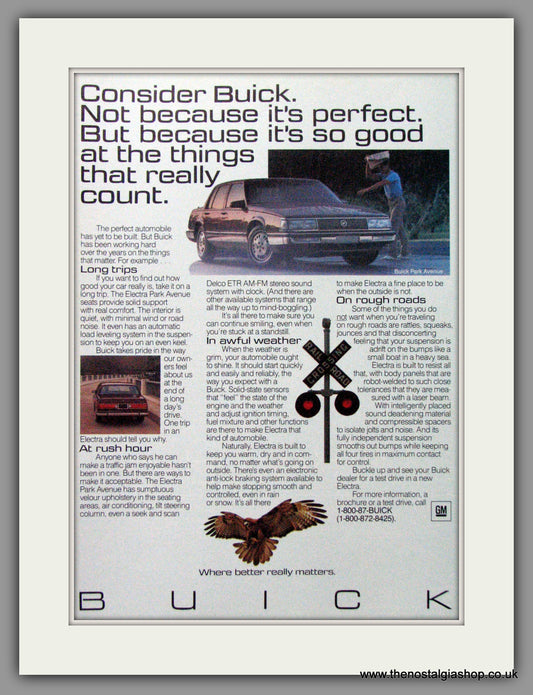 Buick Park Avenue '86. Original American Advert 1986 (ref AD52750)