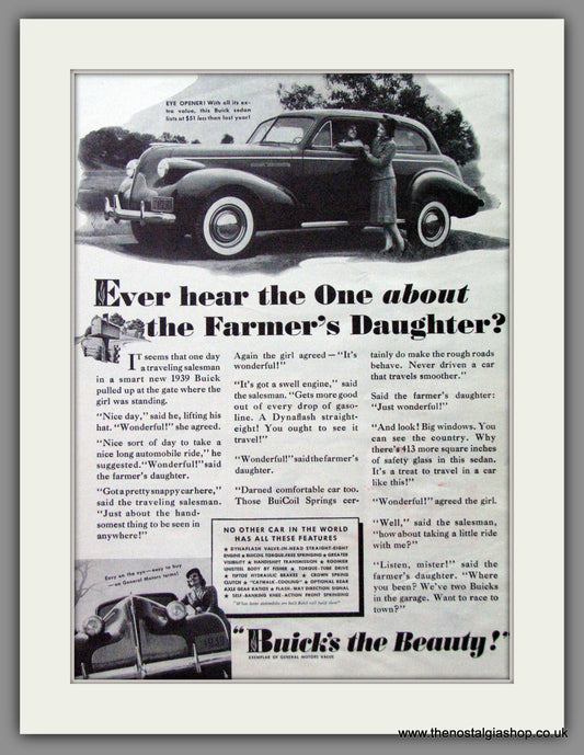 Buick Sedan '39. Original American Advert 1939 (ref AD52757)