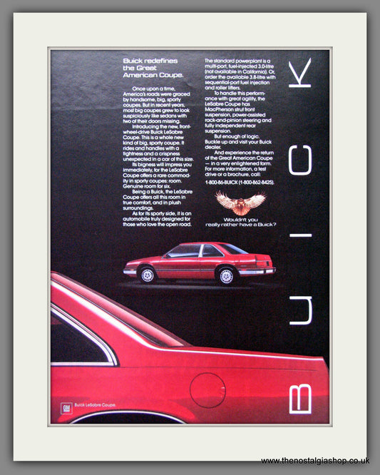 Buick LeSabre '86. Original American Advert 1986 (ref AD52755)