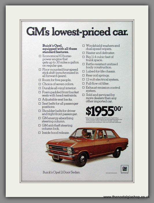 Buick's Opel 2 Door Sedan '70. Original American Advert 1970 (ref AD52760)