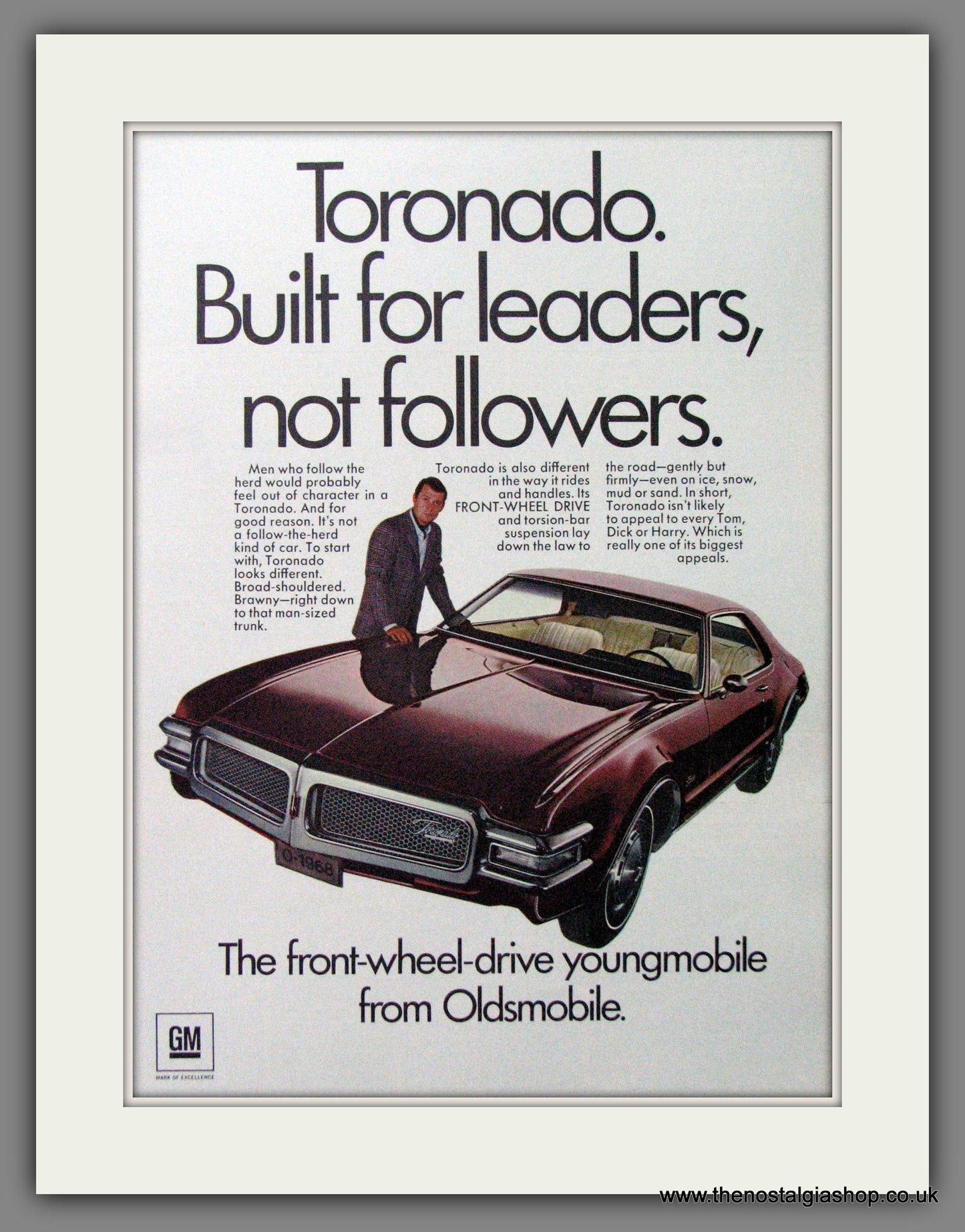 Oldsmobile Toronado '68. Original American Advert 1968 (ref AD52805)