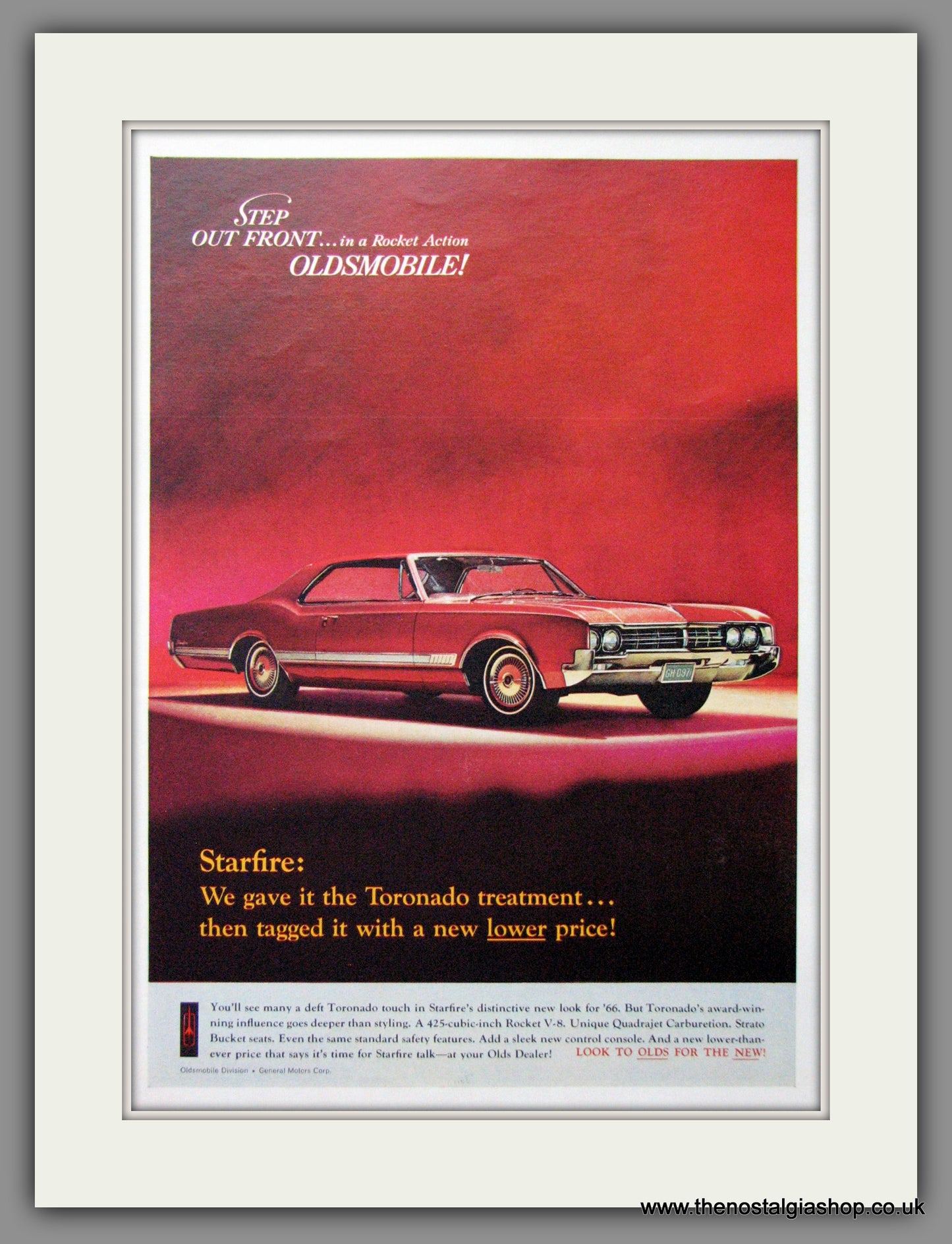 Oldsmobile Starfire Toronado Inspired '66. Original American Advert 1966 (ref AD52808)