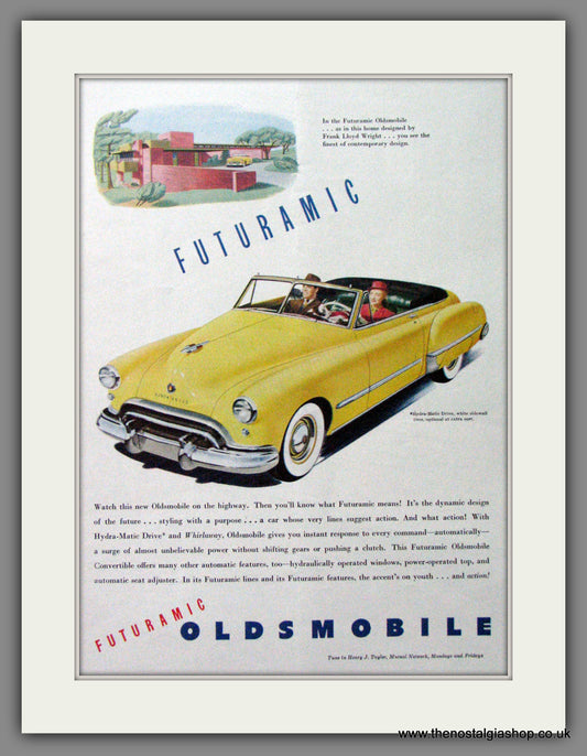Oldsmobile Futuramic Convertible. Original American Advert 1948 (ref AD52814)