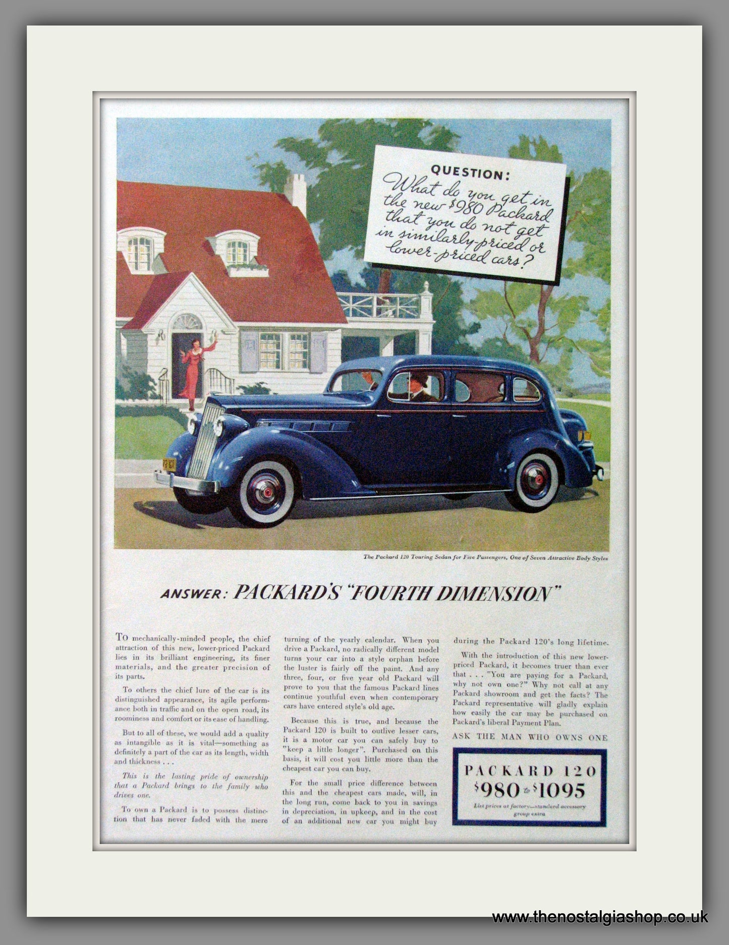 Packard 120 Touring Saloon. Original American Advert 1935 (ref AD54136)