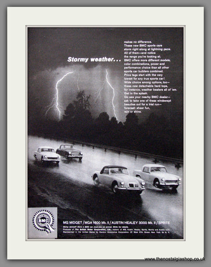 BMC Sports Cars, MG & Austin Healey. 1962 Pair of Original American Adverts (ref AD52081)
