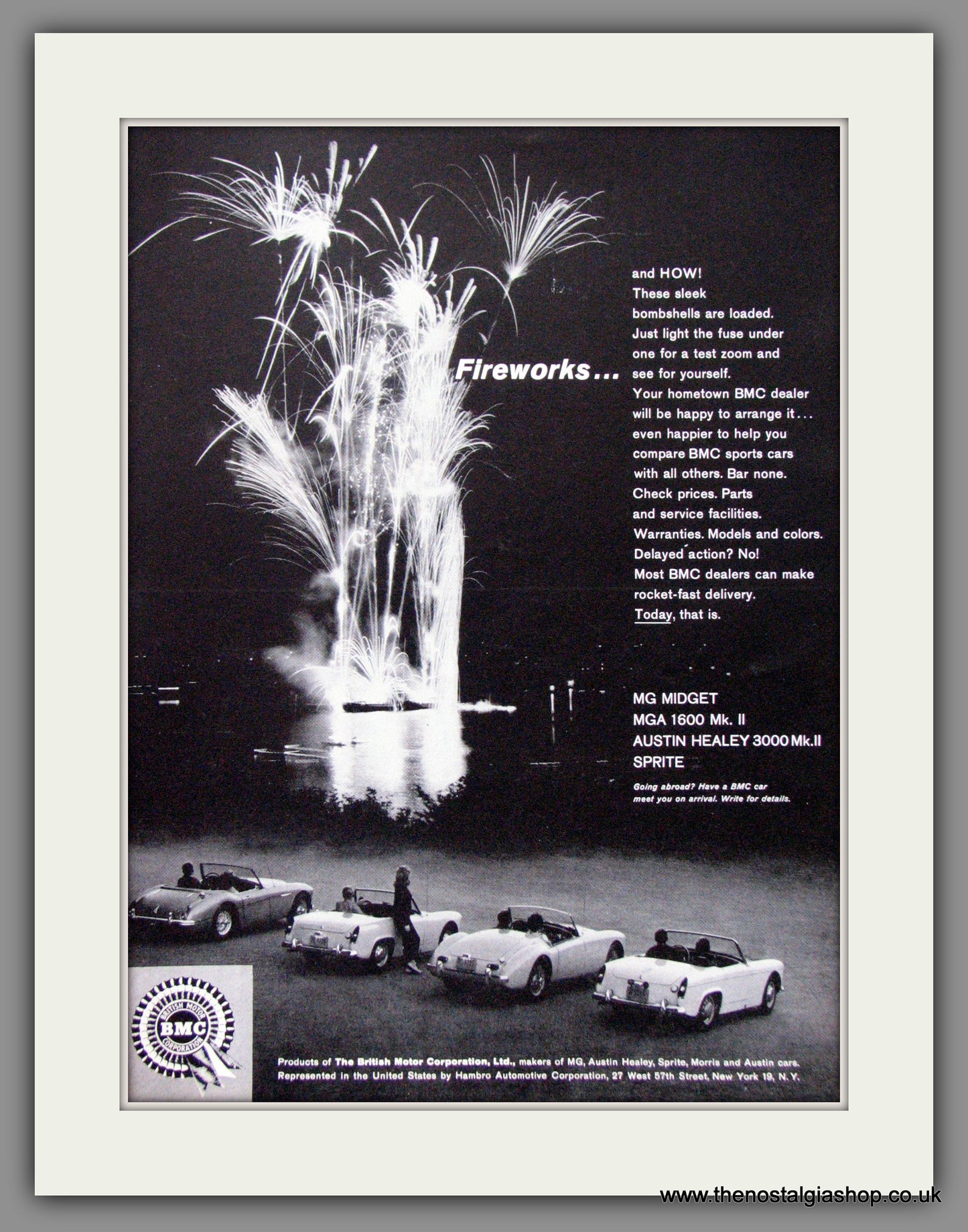 BMC Sports Cars, MG & Austin Healey. 1962 Pair of Original American Adverts (ref AD52081)