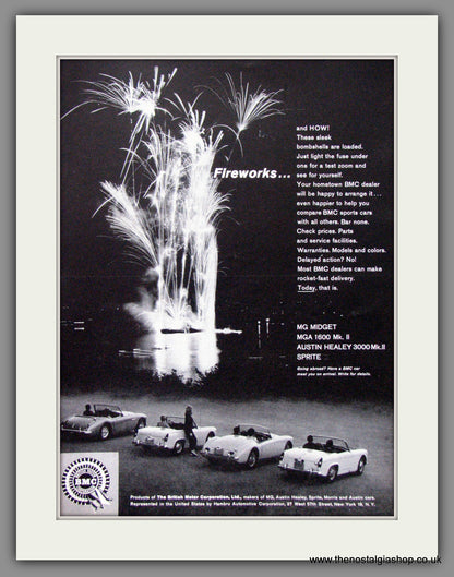 BMC Sports Cars, MG & Austin Healey. 1962 Pair of Original American Adverts (ref AD52081)