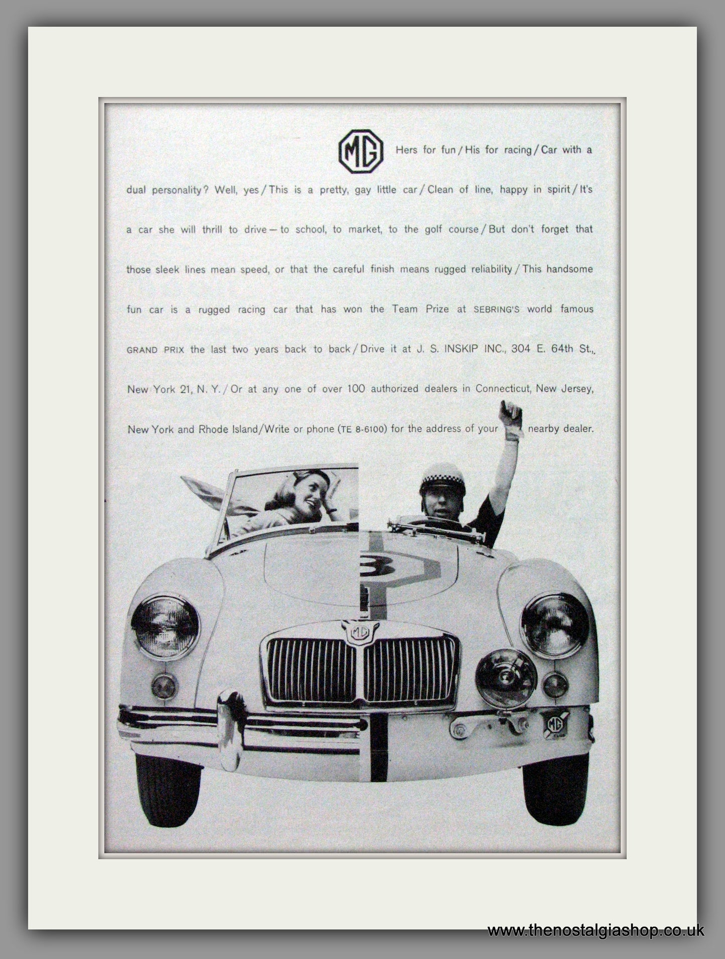 MG. Hers For Fun, His For Racing 1959 Original American Advert (ref AD52095)