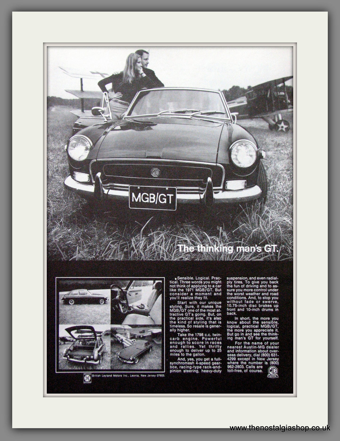 MGB GT. The Thinking Man's GT. 1970 Original American Advert (ref AD52098)