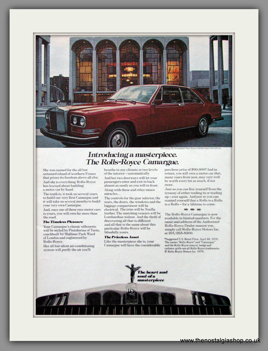 Rolls-Royce Camargue. 1976 Original American Advert (ref AD52103)