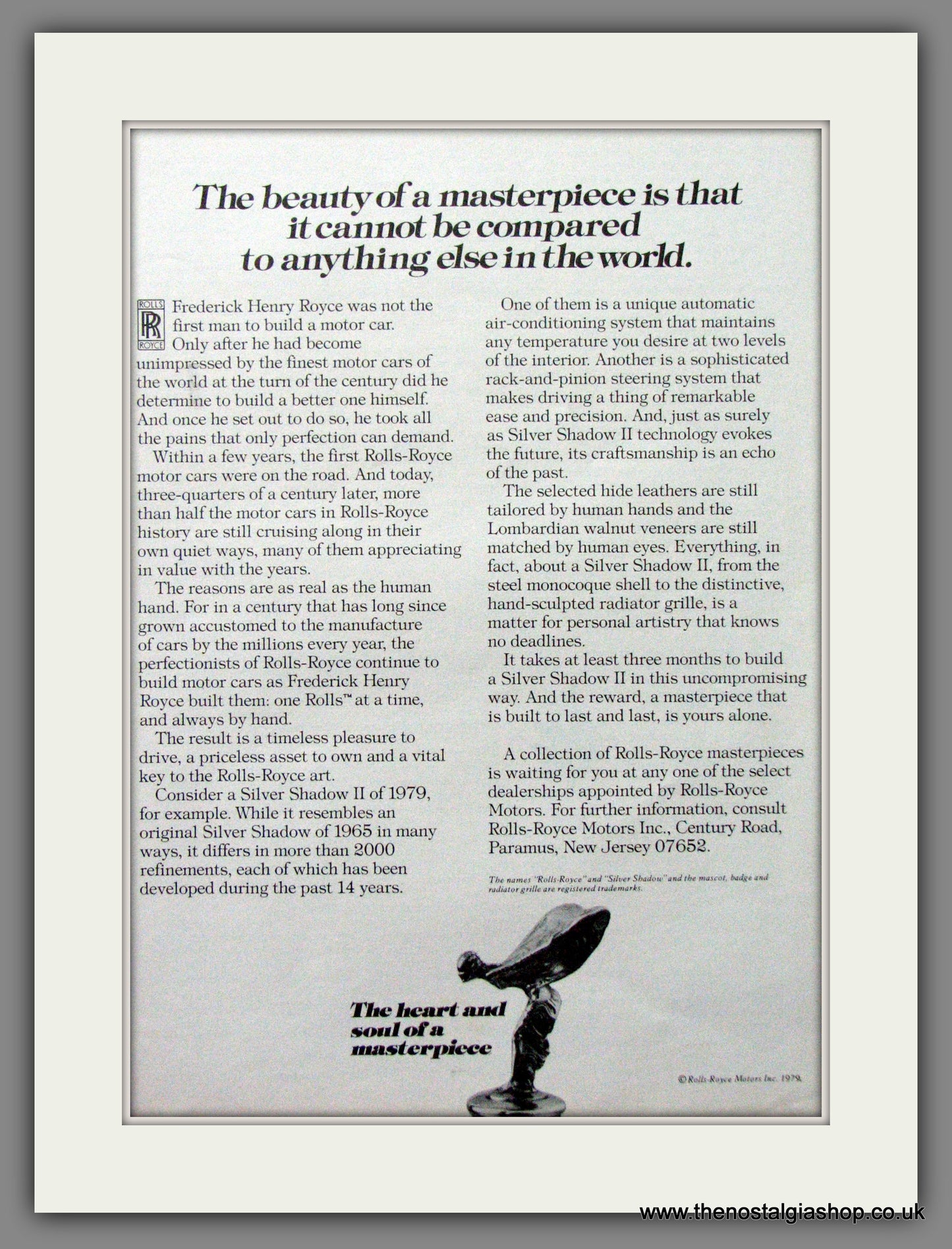 Rolls-Royce Silver Shadow II. 1979 Double Original American Advert (ref AD52104)