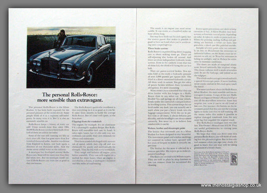 Rolls-Royce Silver Shadow. 1971 Double Original American Advert (ref AD52105)