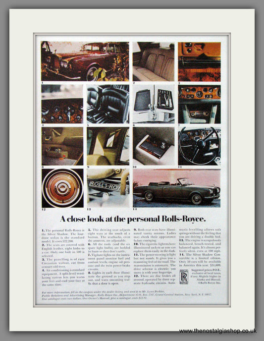 Rolls-Royce Silver Shadow. 1970 Original American Advert (ref AD52107)