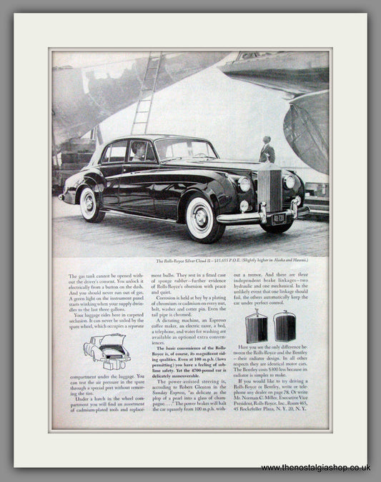 Rolls-Royce Silver Cloud. 1962 Original American Advert (ref AD52108)