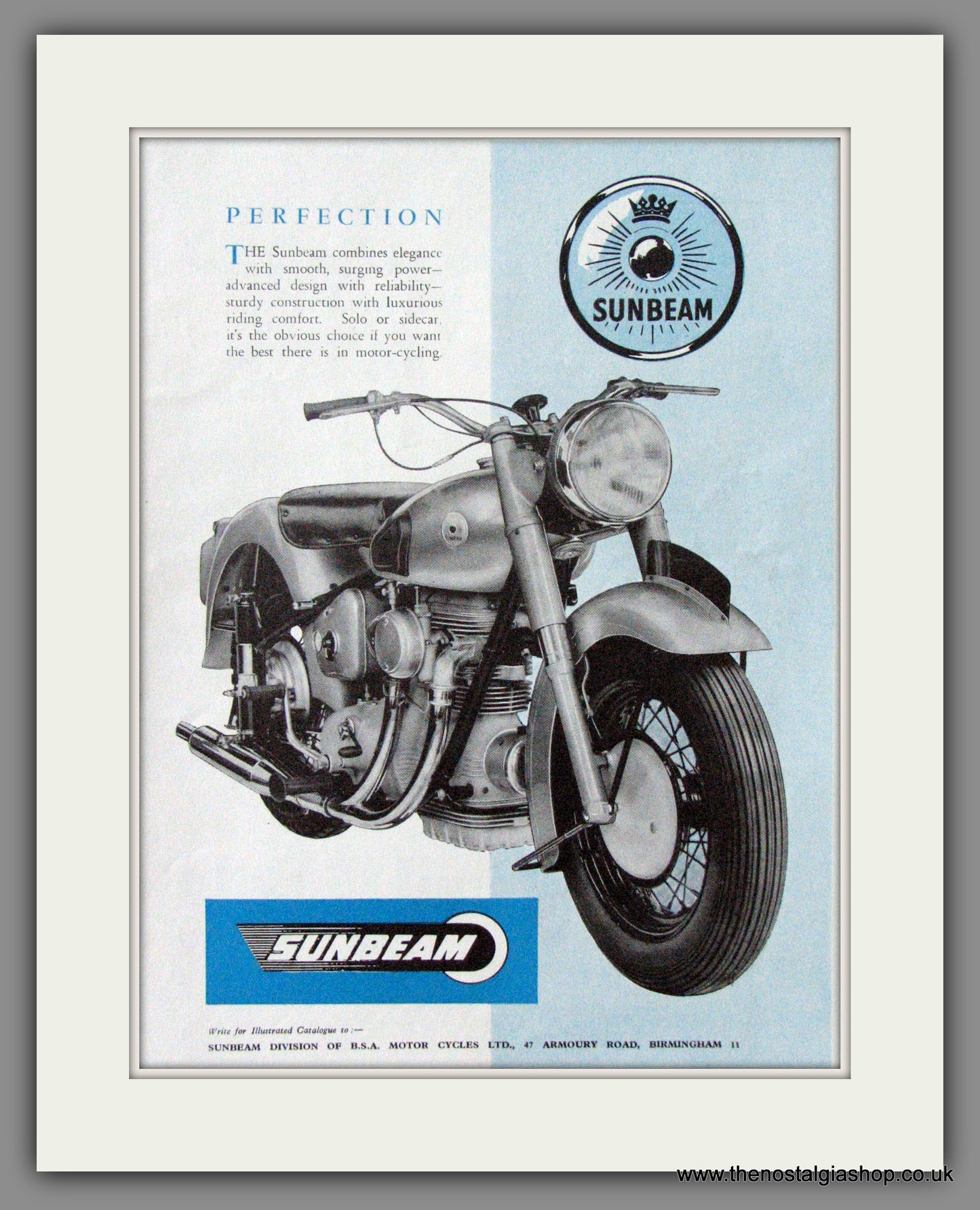 Sunbeam Motorcycles. 1954 Original Advert. (ref AD52225)