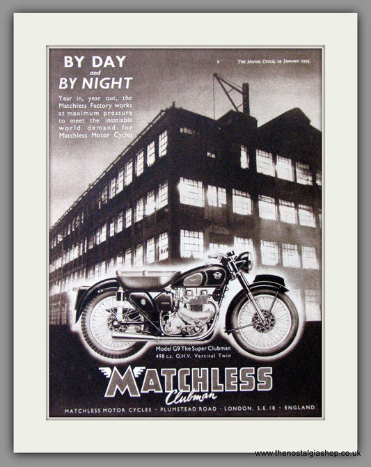 Matchless G9 Super Clubman Motorcycle. 1953 Original Advert. (ref AD52339)