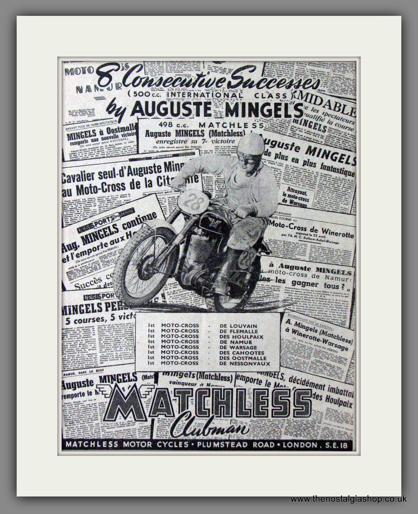 Matchless Wins 8 Moto-Cross events. 1951 Original Advert. (ref AD52350)