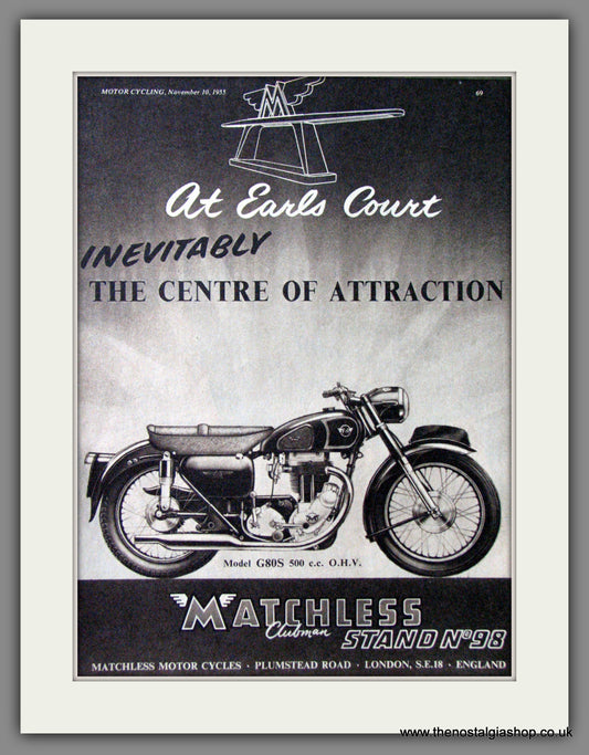 Matchless G80S 500cc Motorcycle. 1955 Original Advert. (ref AD52414)