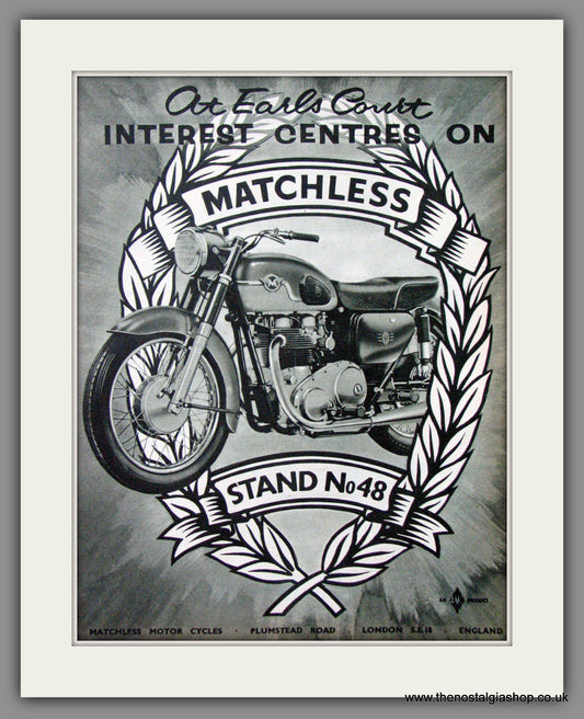 Matchless Motorcycles At Earls Court. 1960 Original Advert. (ref AD52417)