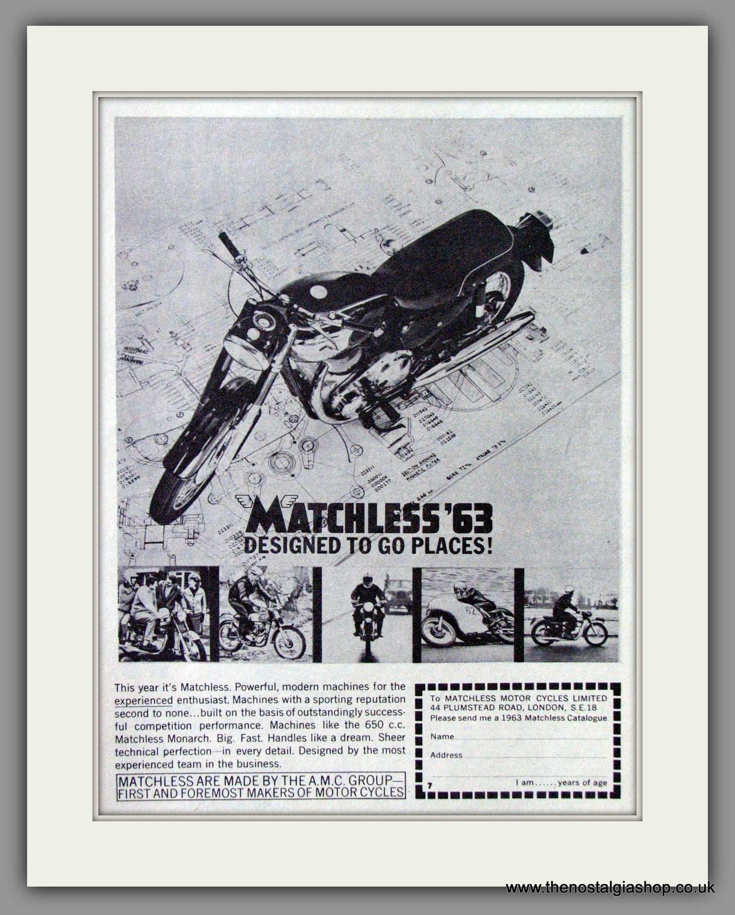 Matchless Motorcycles Designed To Go Places. 1963 Original Advert. (ref AD52423)