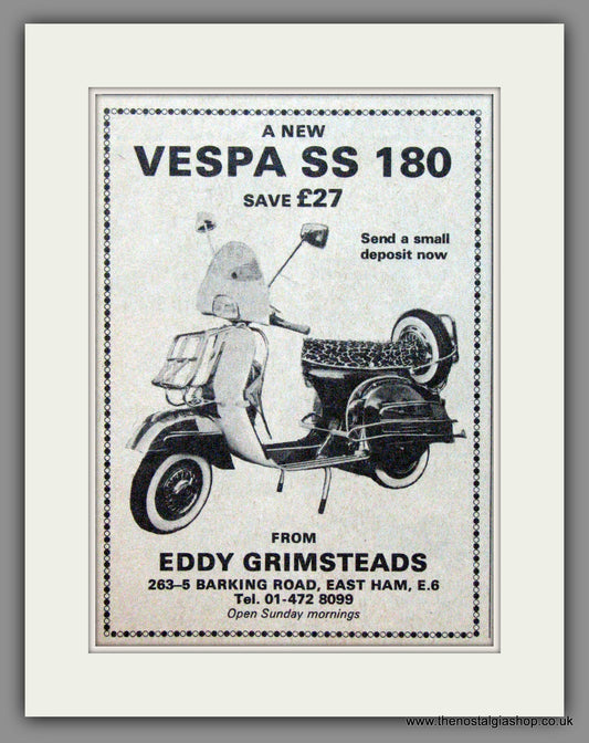 Vespa SS 180 from Eddy Grimsteads. Original advert 1968 (ref AD52470)
