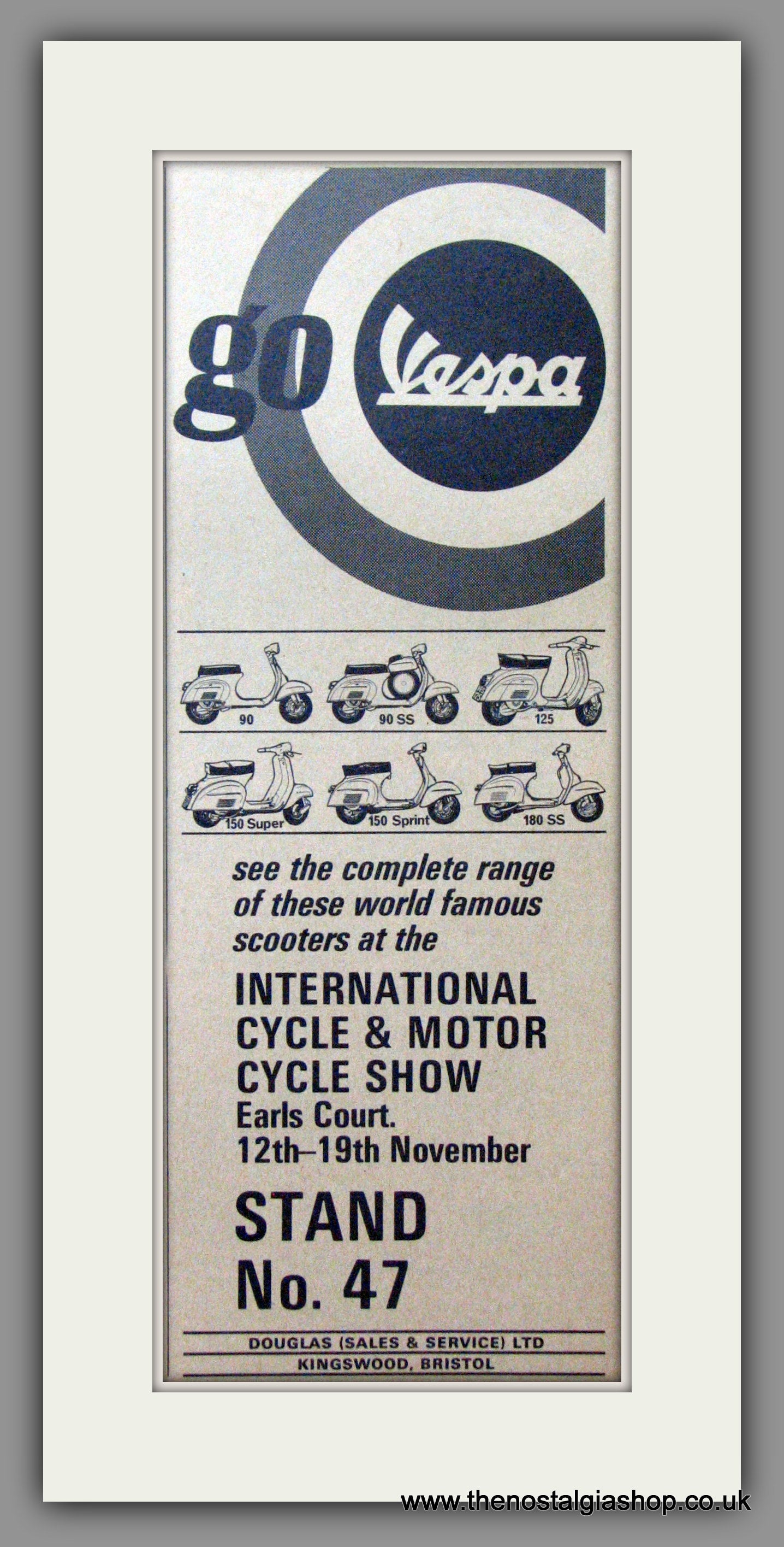 Vespa Range at Earls Court. Original advert 1966 (ref AD52469)