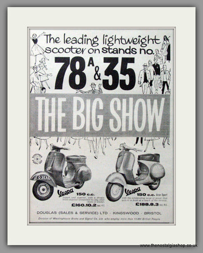 Vespa On Show At The Big Show. Large Double Original adverts 1960 (ref AD52483)