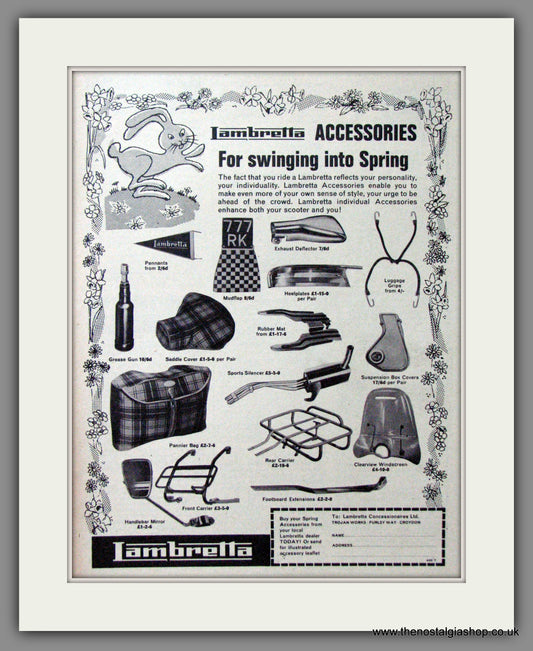 Lambretta Accessories Range. Original advert 1964 (ref AD52518)