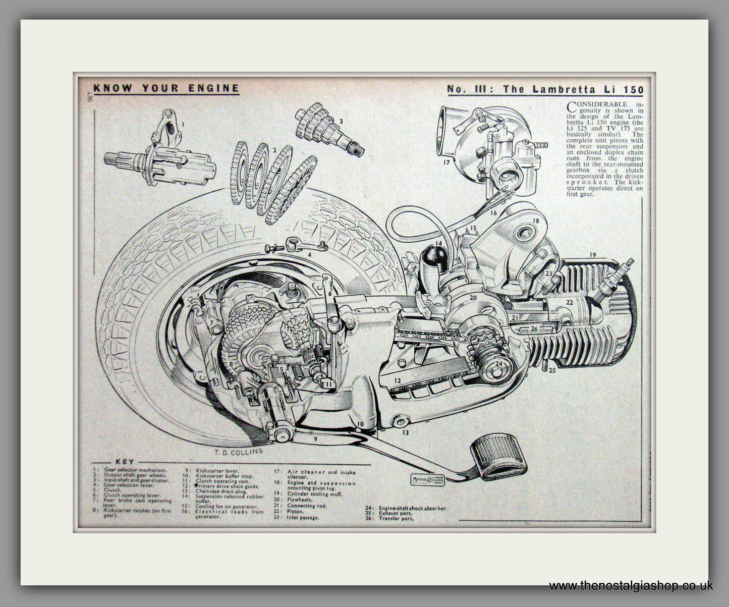 Lambretta Li 150 Cutaway Drawing. Original advert 1960 (ref AD52523)