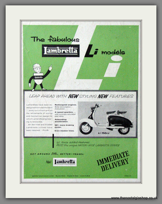 Lambretta Li Models. Original advert 1960's (ref AD52657)
